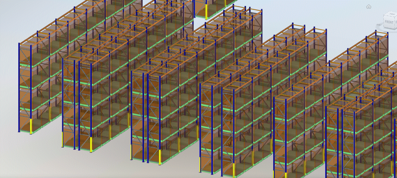 3D Model of Selective Pallet Racking. Designed for operations with FIFO inventory rotation.