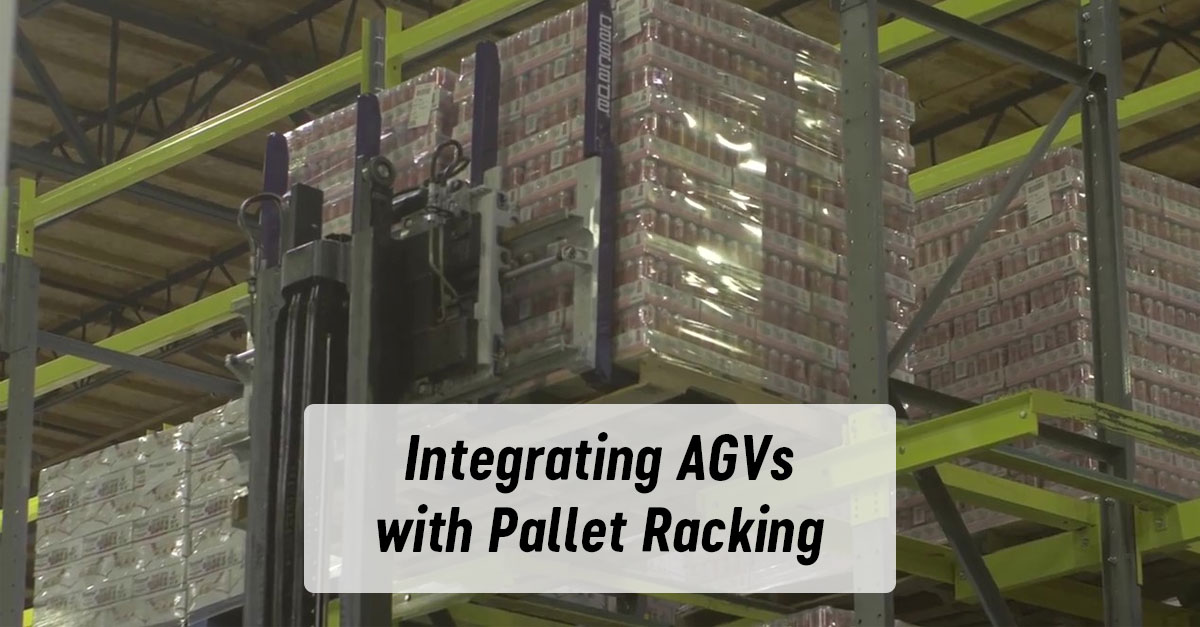 AGV loading pallets into pallet racking system